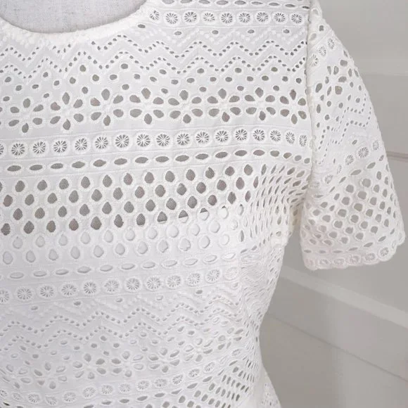 Self-Portrait White Bea Embroidered Eyelet Cutout Bridal Midi Dress US Size 8 - Picture 5 of 9